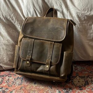 Bostanten Brown Leather Backpack